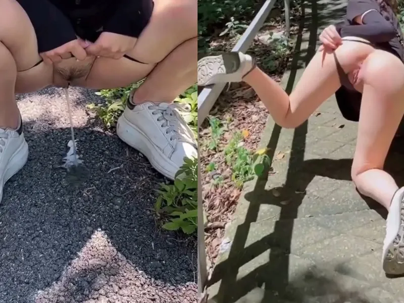 "đi ngoài" public ngoài đường cùng eny da trắng vú bự